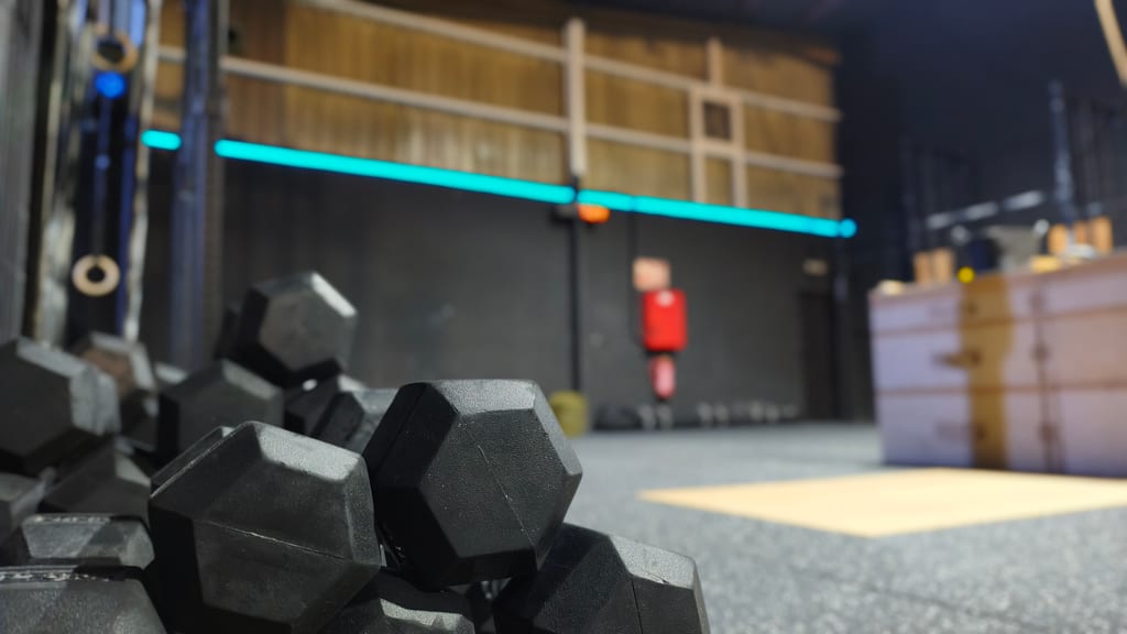 Atletas entrenando CrossFit en Dark CrossFit Club Rivas-Vaciamadrid con equipamiento Rogue